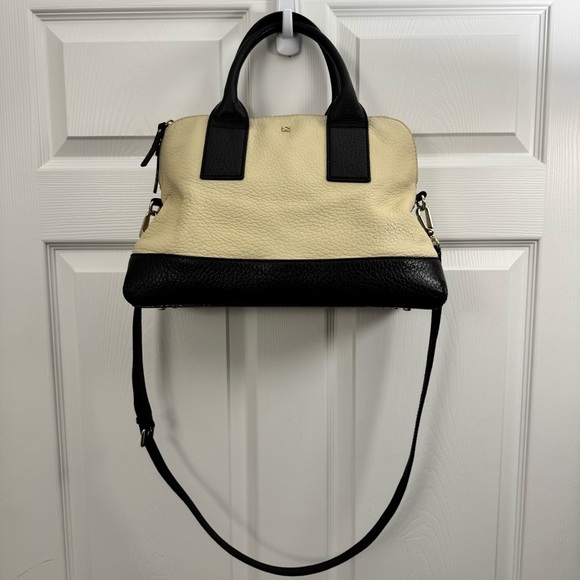 Kate Spade Leather Color-Block Satchel Bag - Black & Cream - Picture 2 of 12